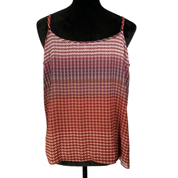 Cabi Plaid Tank Top Red Purple Wine Sleeveless Shell Blouse Houndstooth - Picture 8 of 13